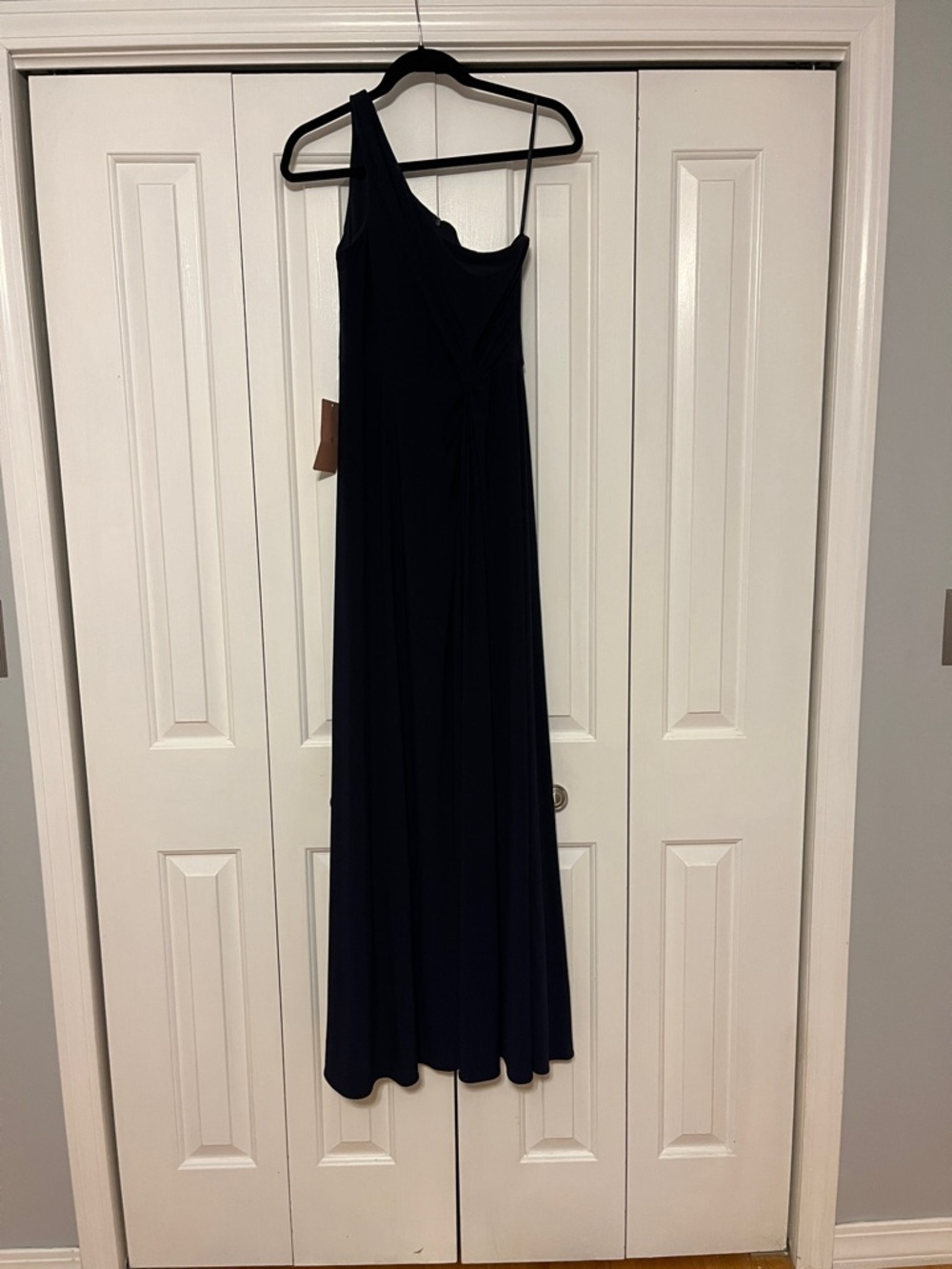 BHLDN One-Shoulder Navy Gown